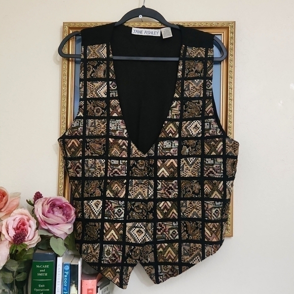 Vintage Beaded Vest Jane Ashley Size Large Retro Glam Maximalist Collegiate - Picture 9 of 9